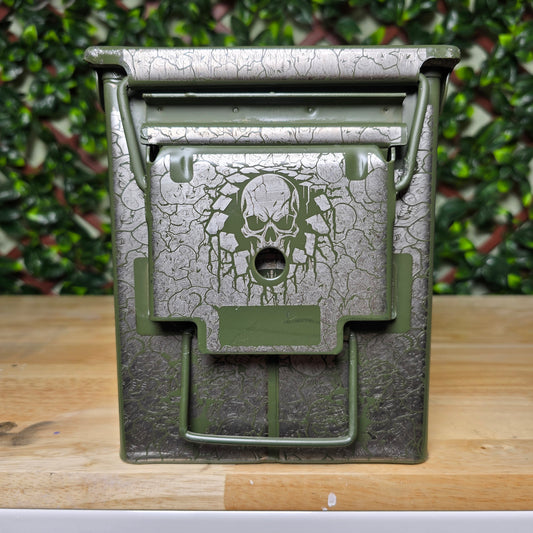 Skulls engraved ammo can 50 cal