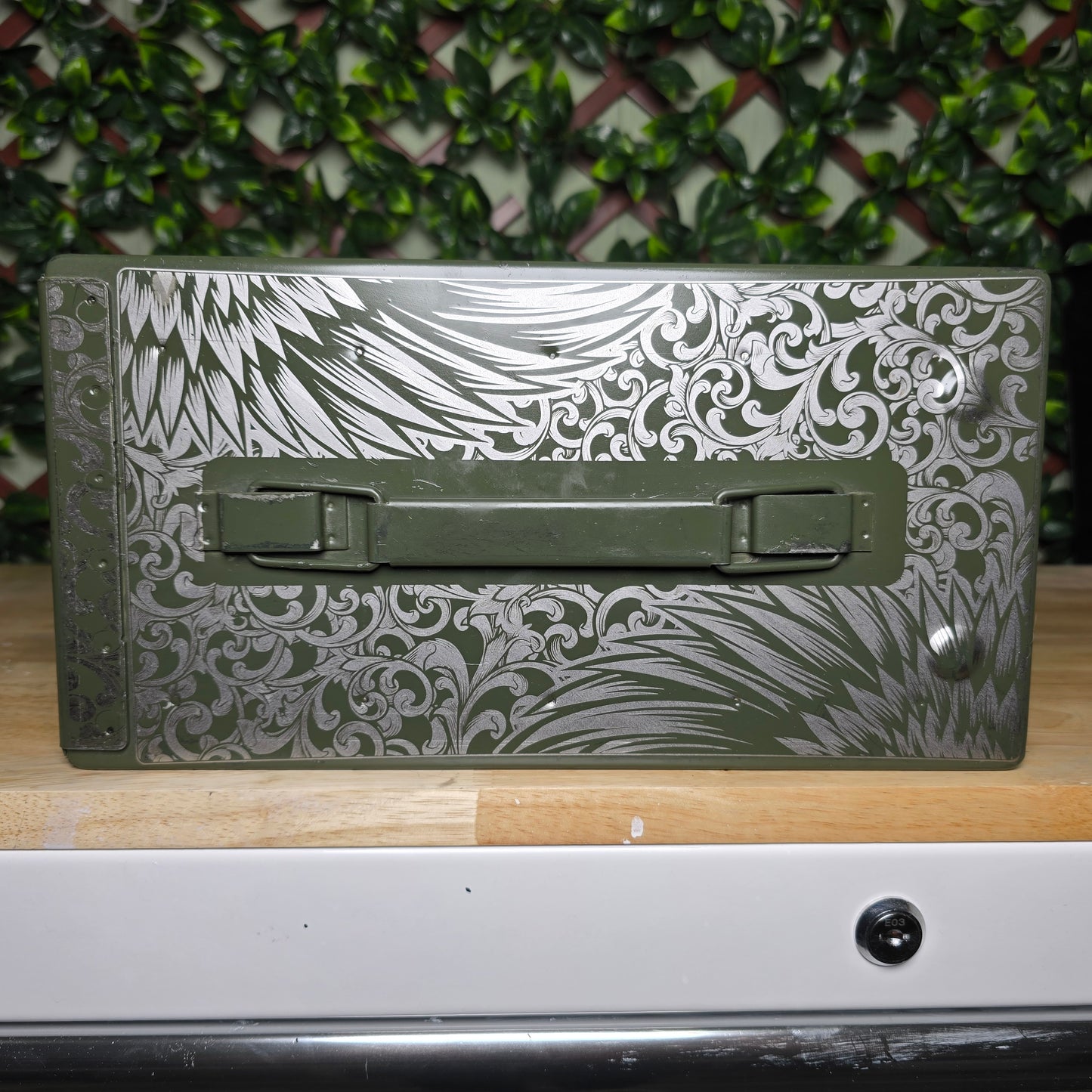 Eagle scroll engraved ammo can 50 cal
