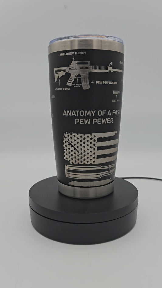 20oz Anatomy of a Pew tumbler
