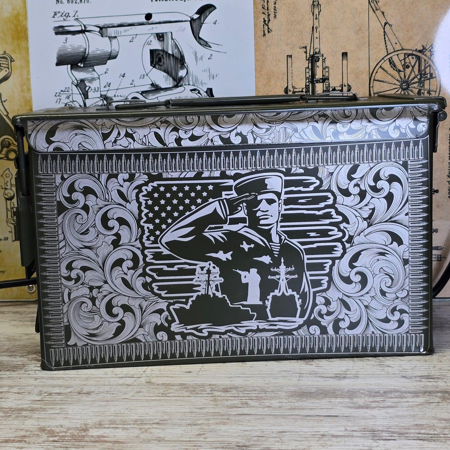 United States Navy engraved Ammo Can